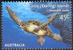 9-postzegel-zeeschildpad-karetschildpad-australie-cocoseilanden-2002