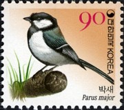 11 postzegel koolmees Parus major Zuid Korea 2006