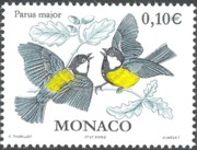 12 postzegel koolmees Parus major Monaco 2002