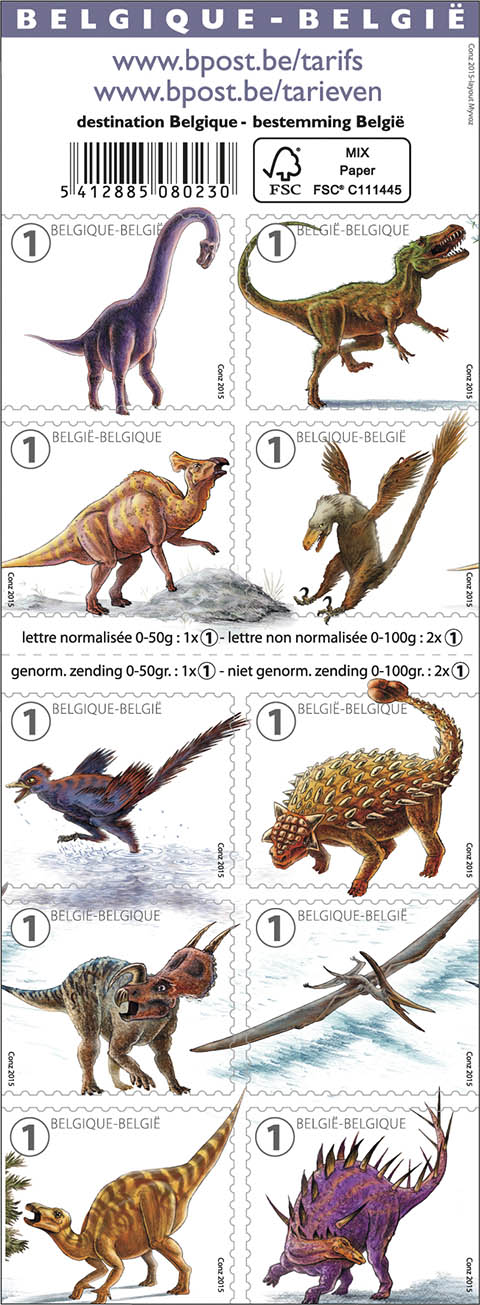 Postzegels België 2015 Geduchte Dinos 7 septemberi