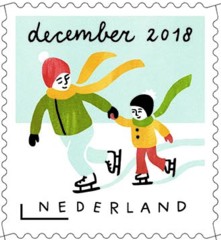 Decemberzegel 2018 - schaatser met kind