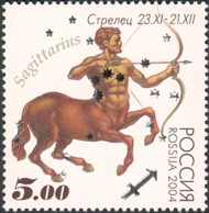 4 postzegel Boogschutter Rusland 2004