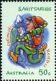 6 postzegel Boogschutter Australië 2007