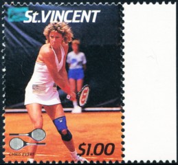 Chris Evert misdruk zonder tennisbal - St. Vincent 1988