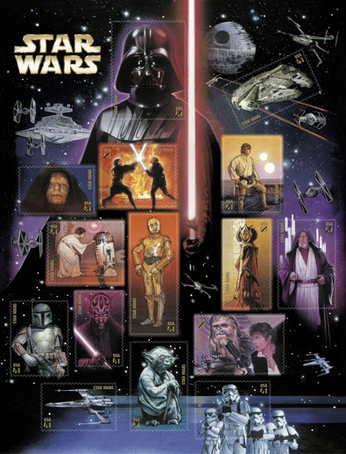postzegels met Starwars USA 2007